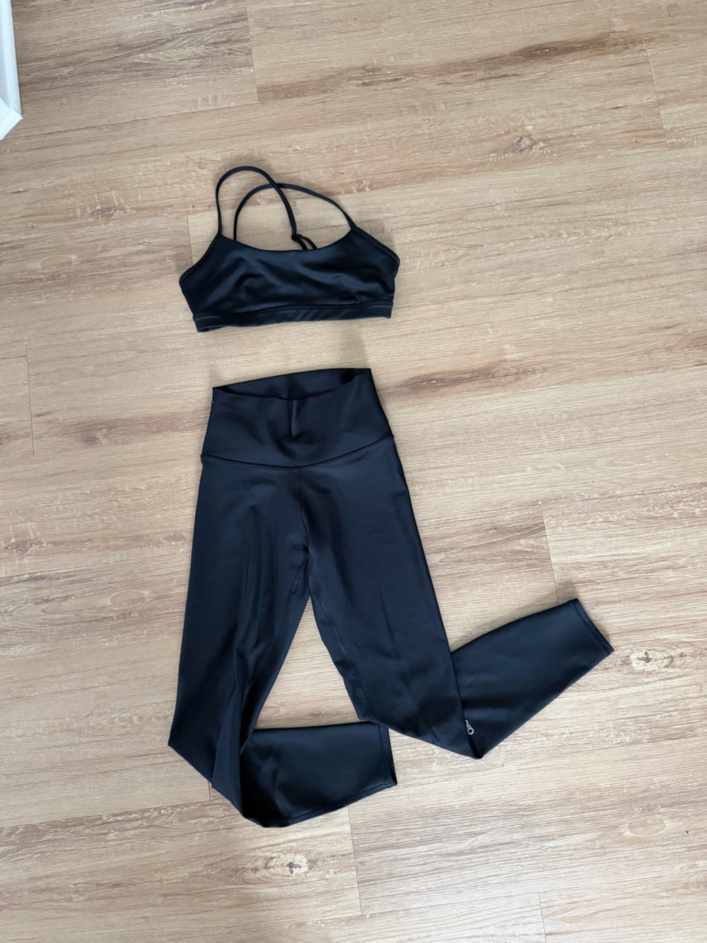 ALO Yoga Black High-Waist Leggings & Strappy Sports Bra Set